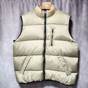 Guide Gear Mens XL Down Puffer Vest Reversible Tan Burgundy Outdoor Quilted